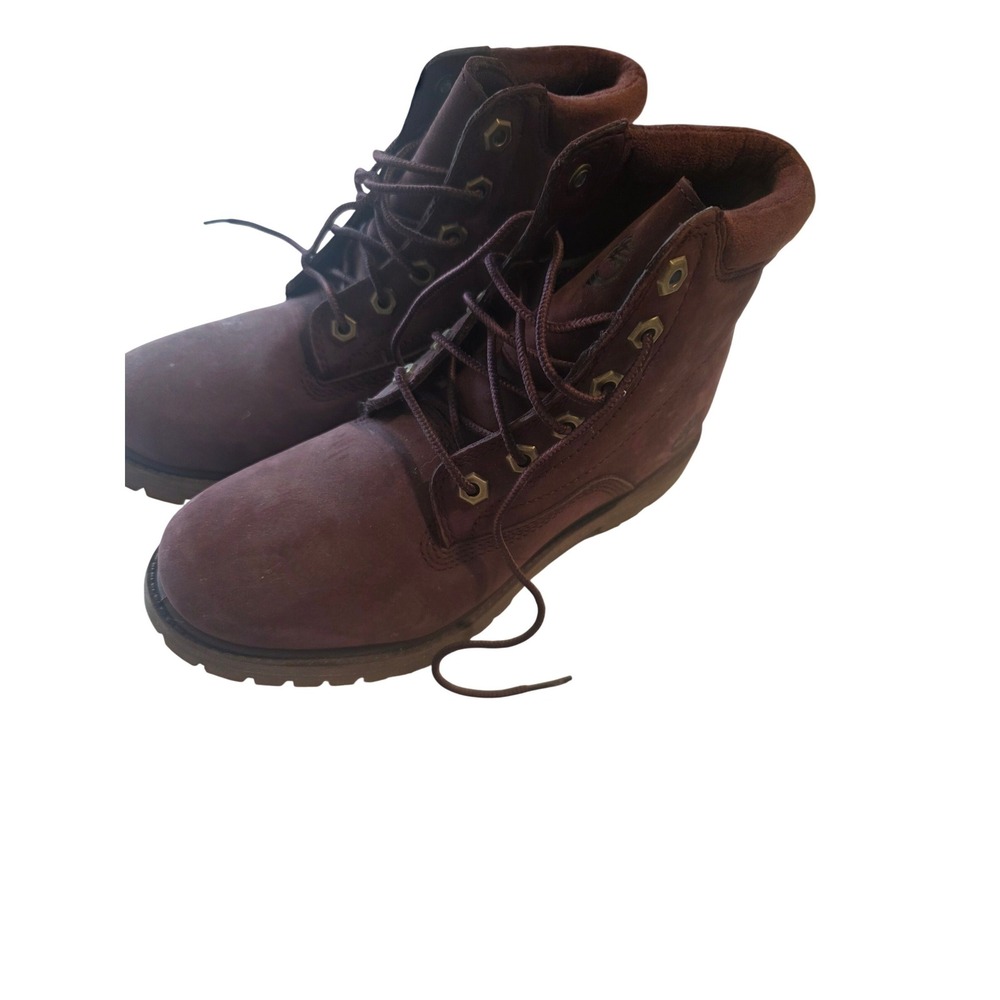 Timberland 6 Inch Premium Waterproof Boots Burgundy Nubuck Womens 7 A23JK